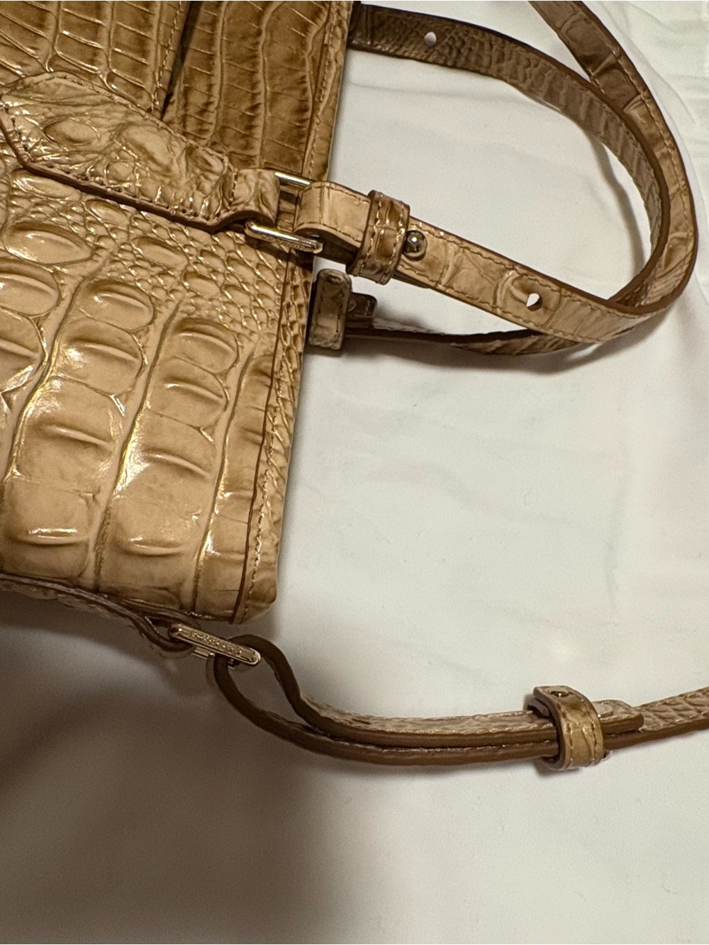 Brahmin Mini Asher Granite Melbourne Croc-Embossed Leather Satchel - Picture 15 of 16